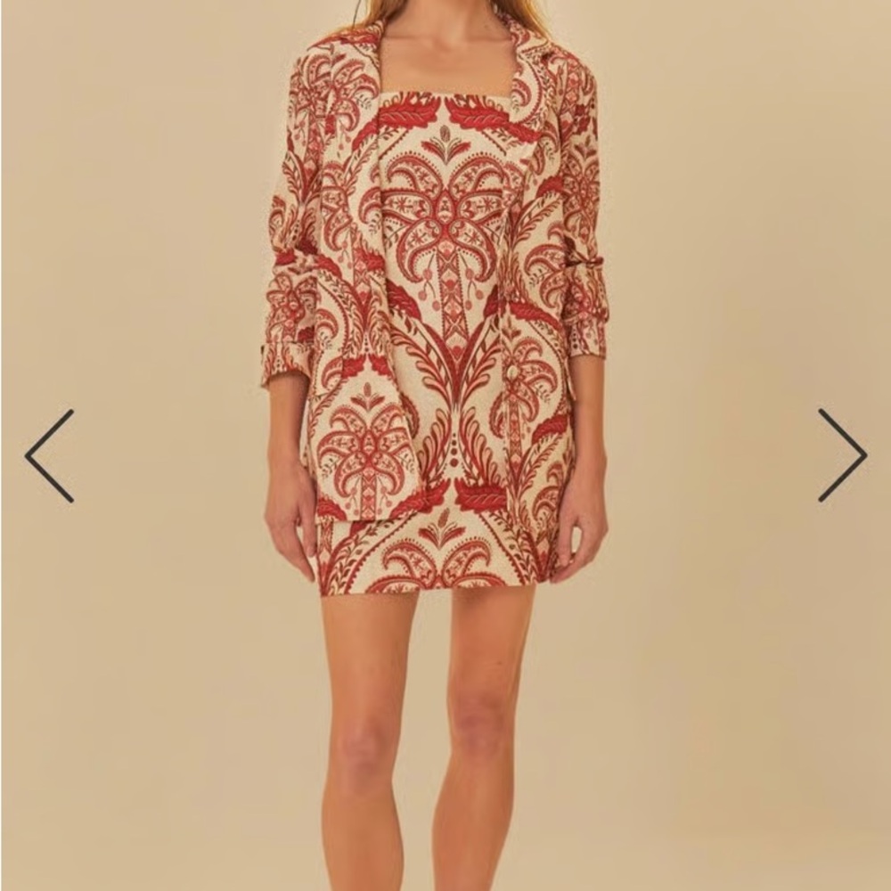 Chic Red and Cream Patterned Mini Dress